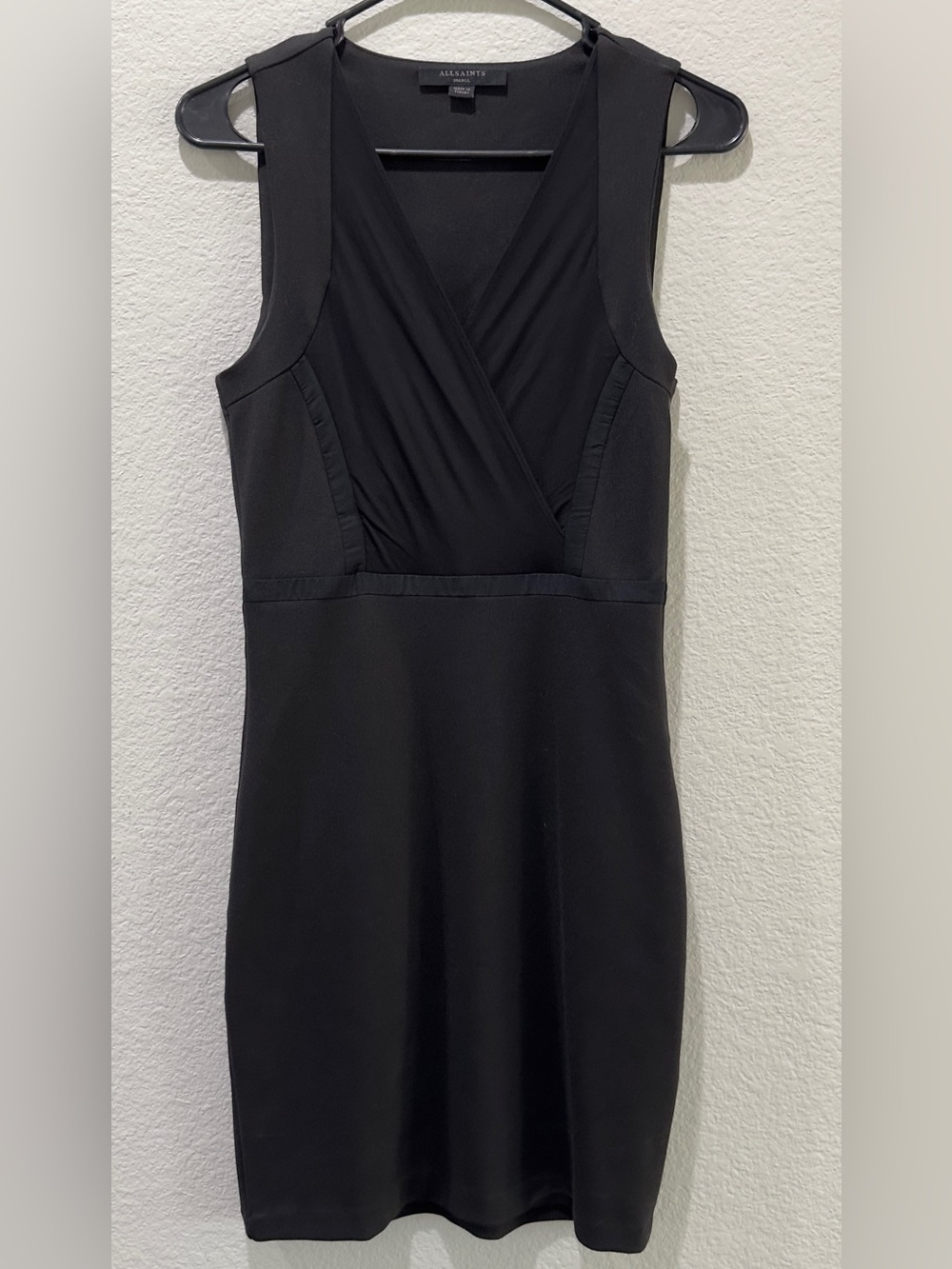 AllSaints Black Sleeveless V-Neck Wrap Dress